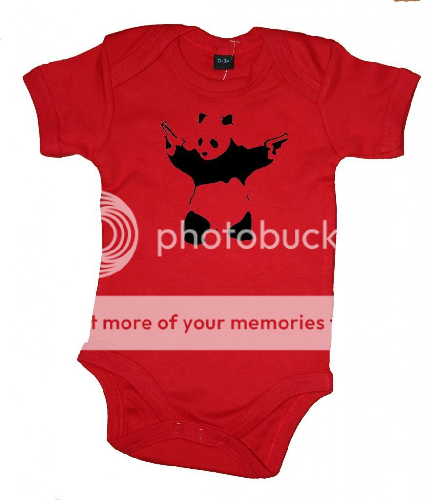 clothing babygrow banksy pandamonium print cotton panda babysuit